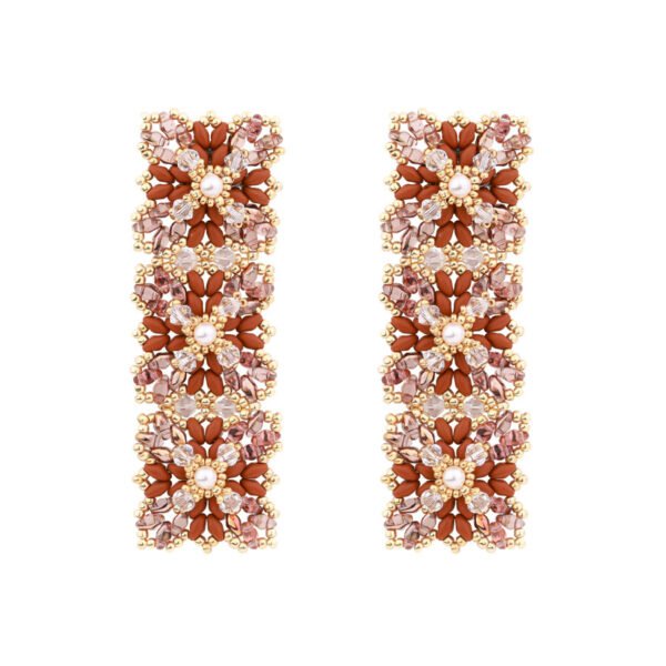 beaded lace earrings with Swarovski crystals, pearls, silver/gold-plated ear clips with uniqe design