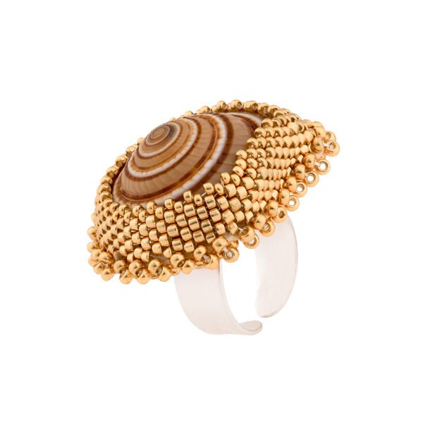 Elegant handmade sea shell brooch adorned with glass beads and set in sterling silver handmade by oana savu