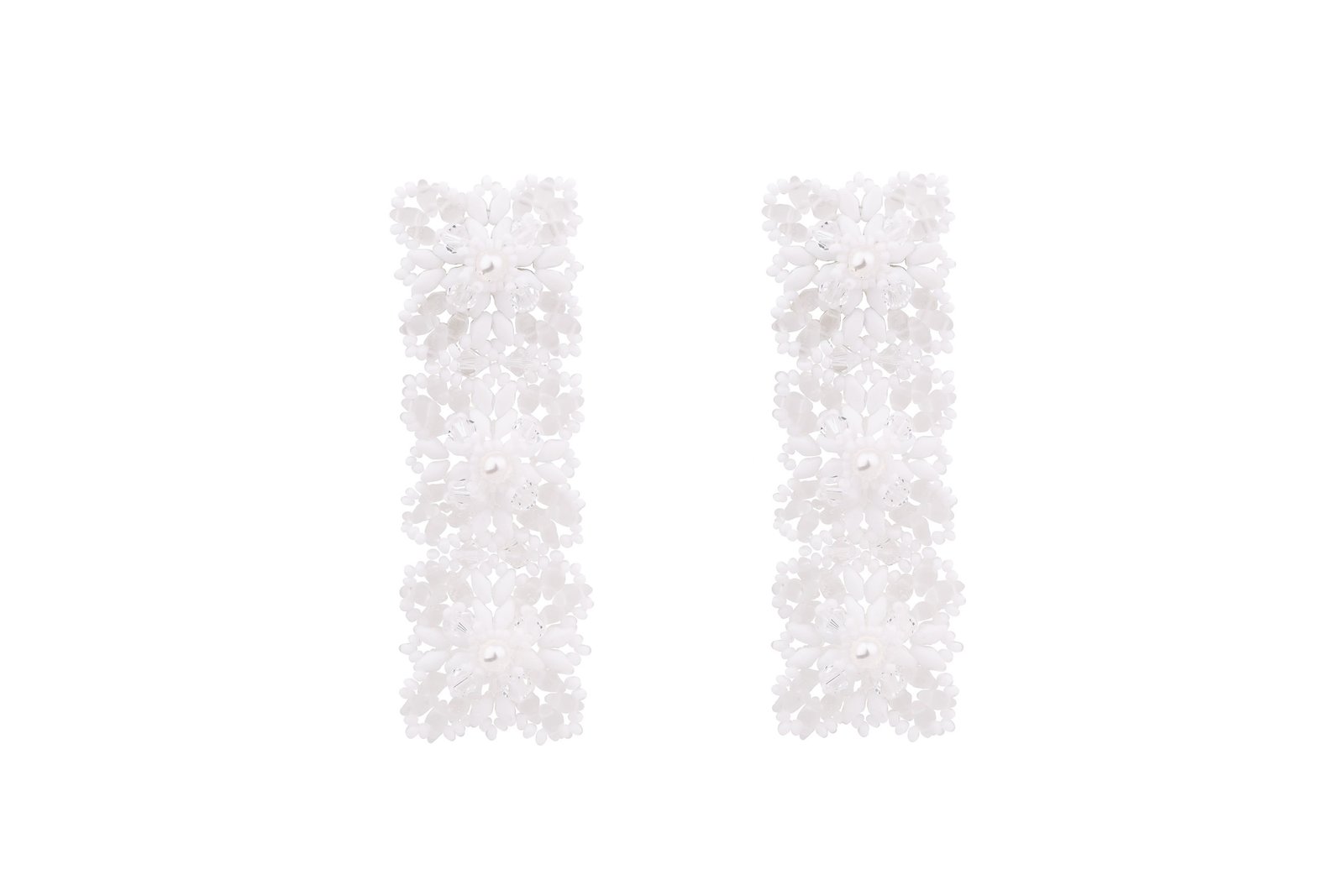 Lace Earrings - White Oana Savu lace earrings with beads swarovski and ear-clip