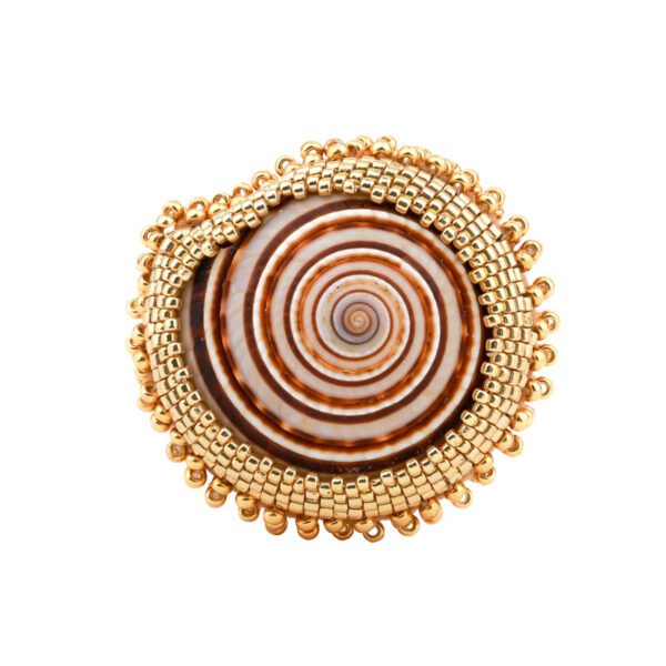 Elegant handmade sea shell brooch adorned with glass beads and set in sterling silver handmade by oana savu