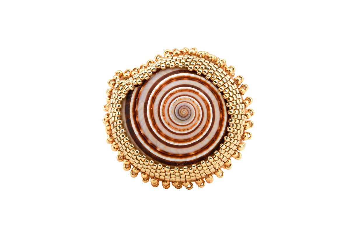La Mer Brooch Oana Savu Elegant handmade sea shell brooch adorned with glass beads and set in sterling silver handmade by oana savu