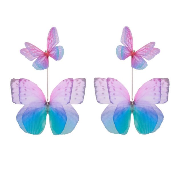 purple earrings with silk butterflies and sterling silver, a special earrings design made by oana savu, perfect as gift idea, b2b jewelry or wholesale jewelry