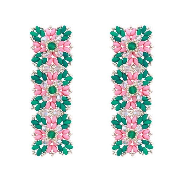 lace earrings style with Swarovski crystals, pearls and silver clip-on
