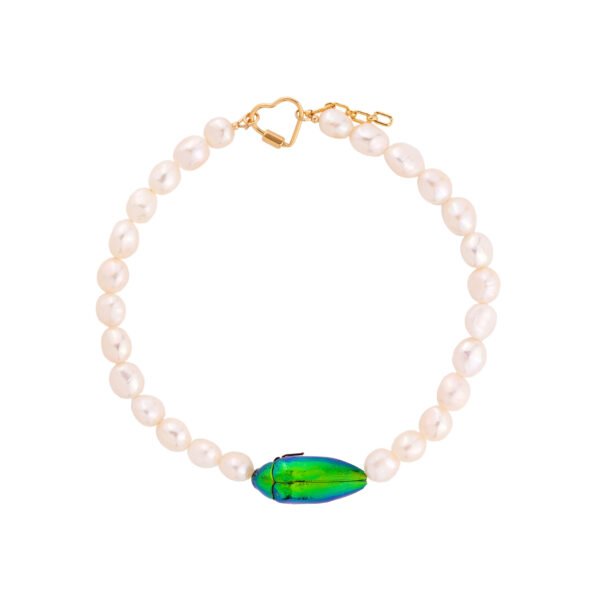 Shop Oana Savu beetle choker with natural pearls and 14k gold clasp, handmade premium jewelry perfect gift