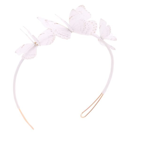 Shop Oana Savu Bridal headband, featuring multiple white butterflies, beautifully sewn with a swarovski crystals core.