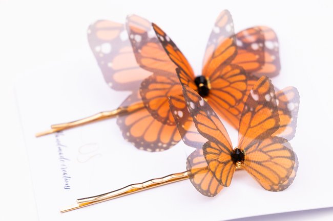 Butterfly Bobby Pin Duo - Monarch Oana Savu Colorful butterfly hair pin perfect for elegant coiffure