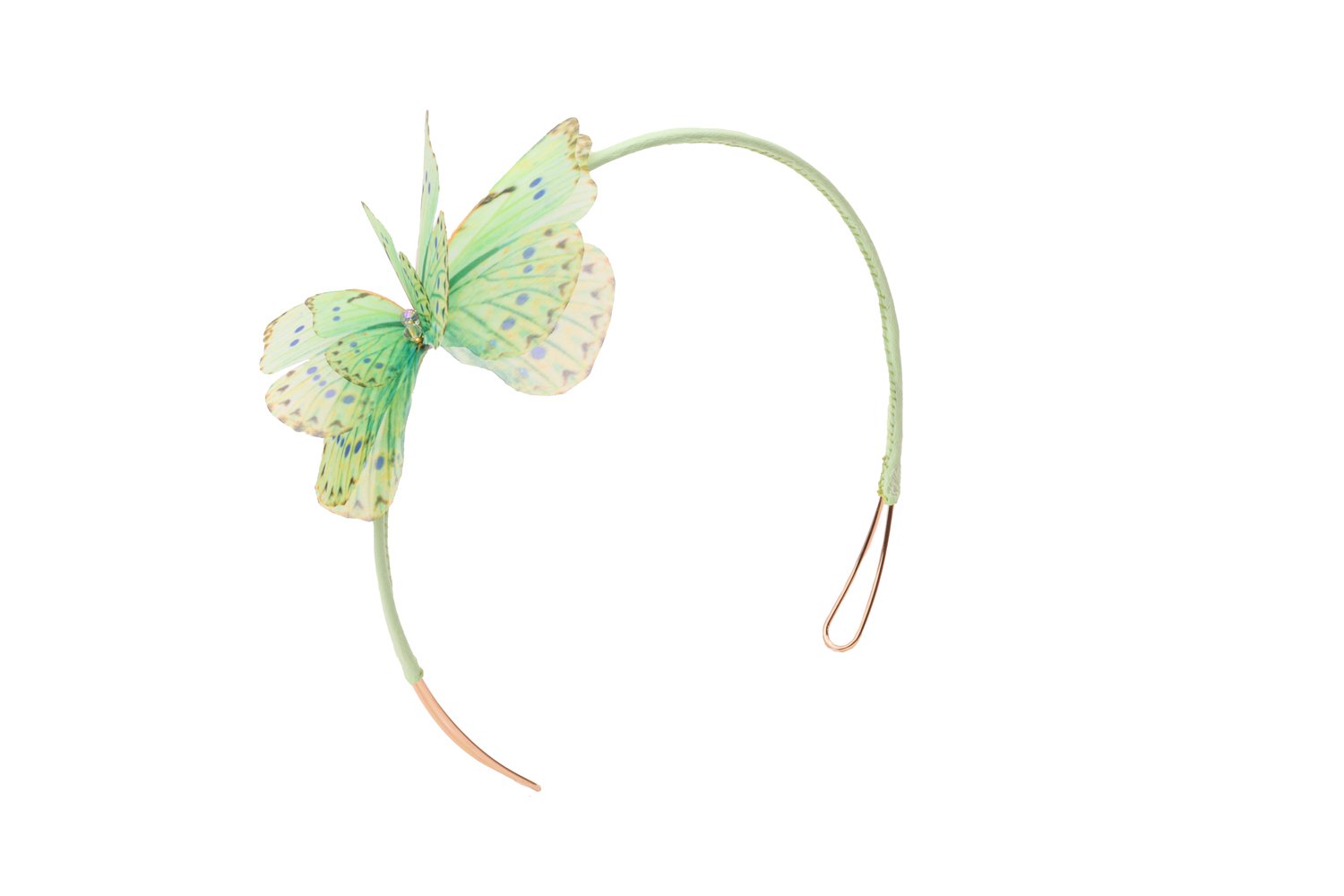 Butterfly Fascinator - Mint Green Oana Savu Mint green handmade headband with silk butterfly and swarovski crystals.