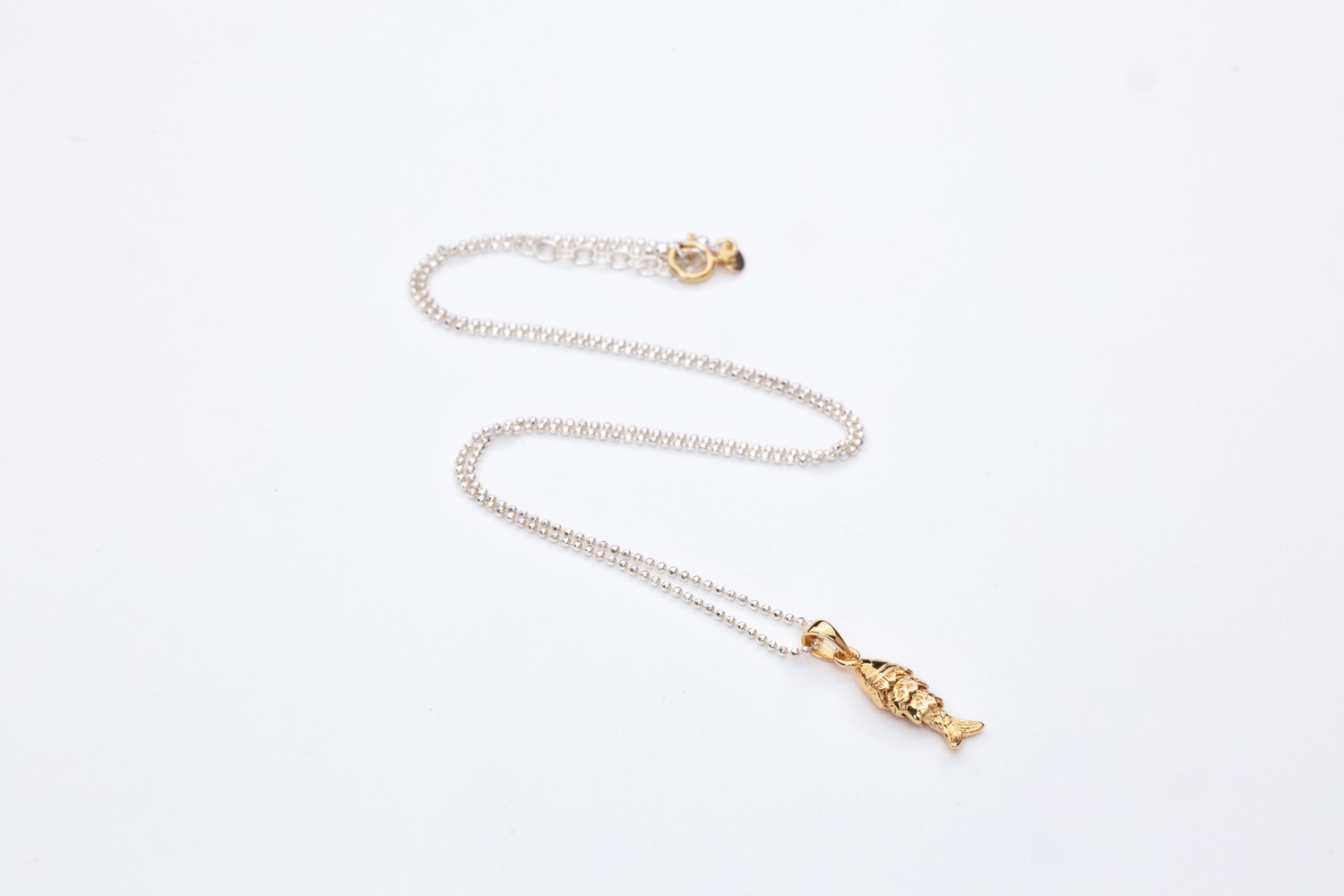 Sea Treasures Necklace - Fish Oana Savu Handmade gold filled necklace with a fish pendant. Yellow Gold chain necklace with a fish pendant. Summer holiday necklace, neck-wear.