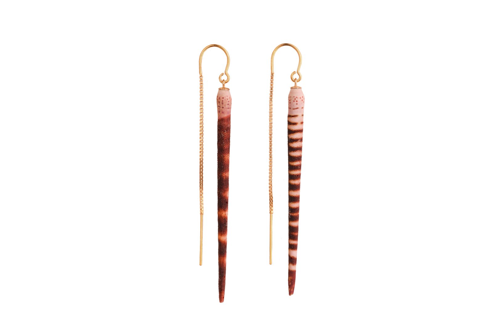Sea Urchin Spine - Earrings Oana Savu Handmade dangle earrings, using pure gold and sea urchin spines, rare treasures that pair wonderful with gold, making it a unique and special pair of fine earrings