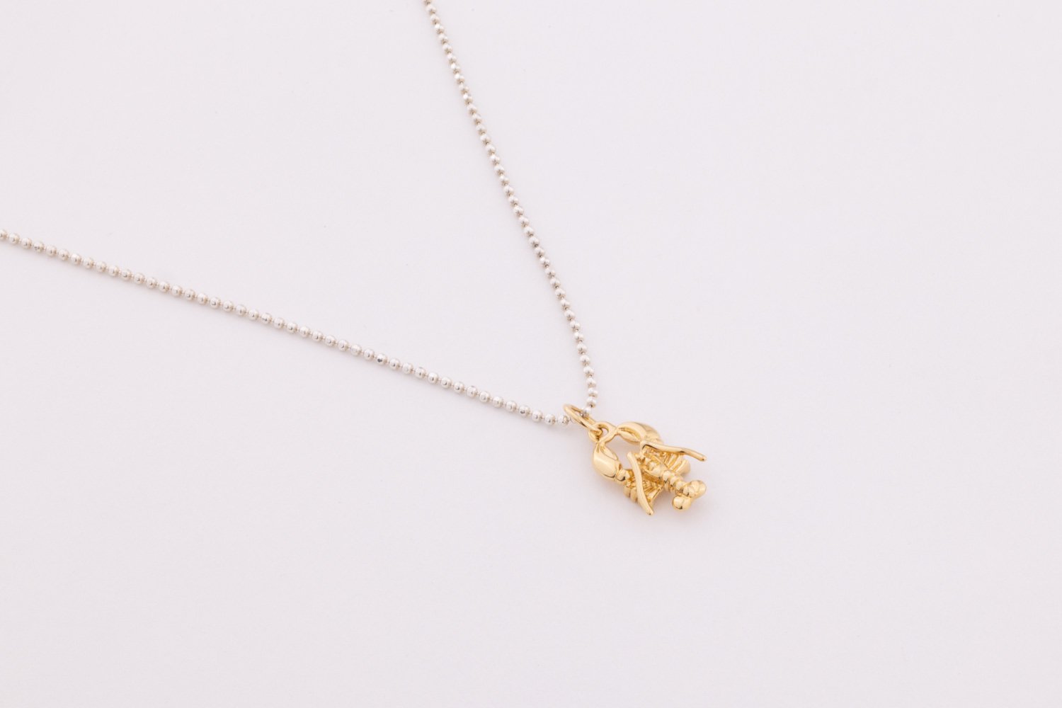 Sea Treasures Necklace - Lobster Oana Savu Handmade gold filled necklace with lobster pendant. Yellow Gold chain necklace with a tiny elegant lobster pendant. Summer holiday necklace, neck-wear.