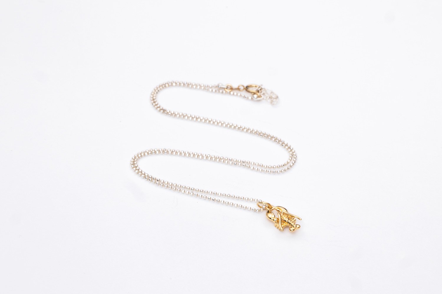 Sea Treasures Necklace - Lobster Oana Savu Handmade gold filled necklace with lobster pendant. Yellow Gold chain necklace with a tiny elegant lobster pendant. Summer holiday necklace, neck-wear.