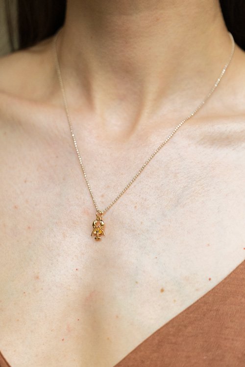 Sea Treasures Necklace - Lobster Oana Savu Handmade gold filled necklace with lobster pendant. Yellow Gold chain necklace with a tiny elegant lobster pendant. Summer holiday necklace, neck-wear.