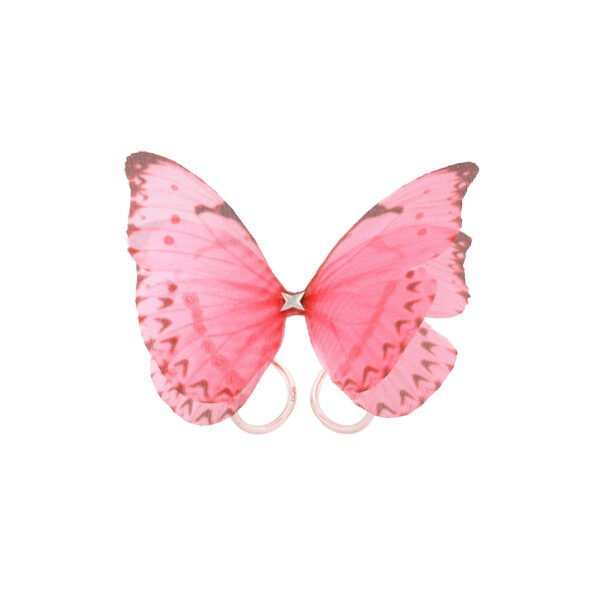 Home Oana Savu Pink butterfly ring on silver, handmade romantic jewelry for women, feminine fabric statement ring, bridal layering gift for her, custom made jewelry with premium materials