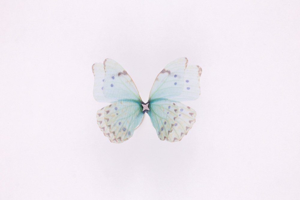 Butterfly Ring - Turquoise Oana Savu Women silk butterfly sterling silver ring, with adjustable base. The ring has a very strong and resistant silver double base, which can easily be adjusted to your desired size. The enchanting silk butterfly has 2 layers to offer it a 3D design and make it look more as a real butterfly. Due to the properties of silk, the wings move gently with the wearer, making it look like the flutter of a real butterfly. It is a very special and strong ring, even if it looks fragile. Being made of 100% silk, the butterfly is as strong as you silk garment is.