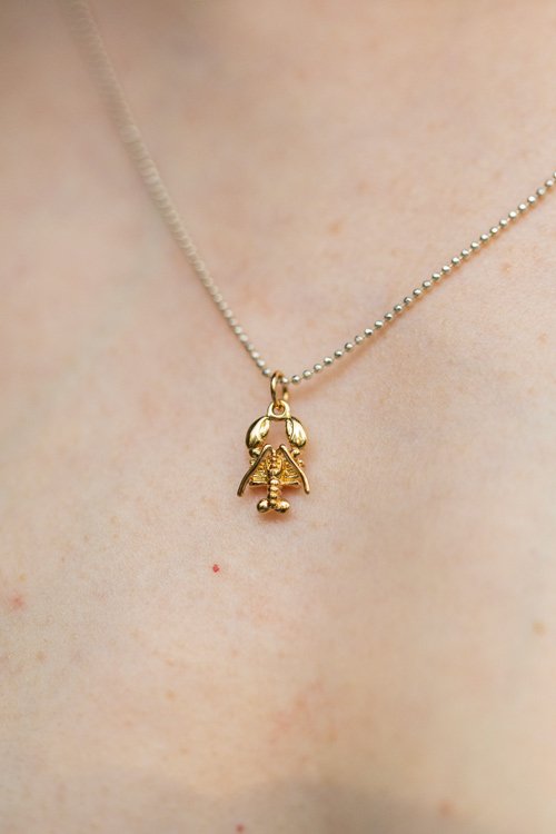 Sea Treasures Necklace - Lobster Oana Savu Handmade gold filled necklace with lobster pendant. Yellow Gold chain necklace with a tiny elegant lobster pendant. Summer holiday necklace, neck-wear.