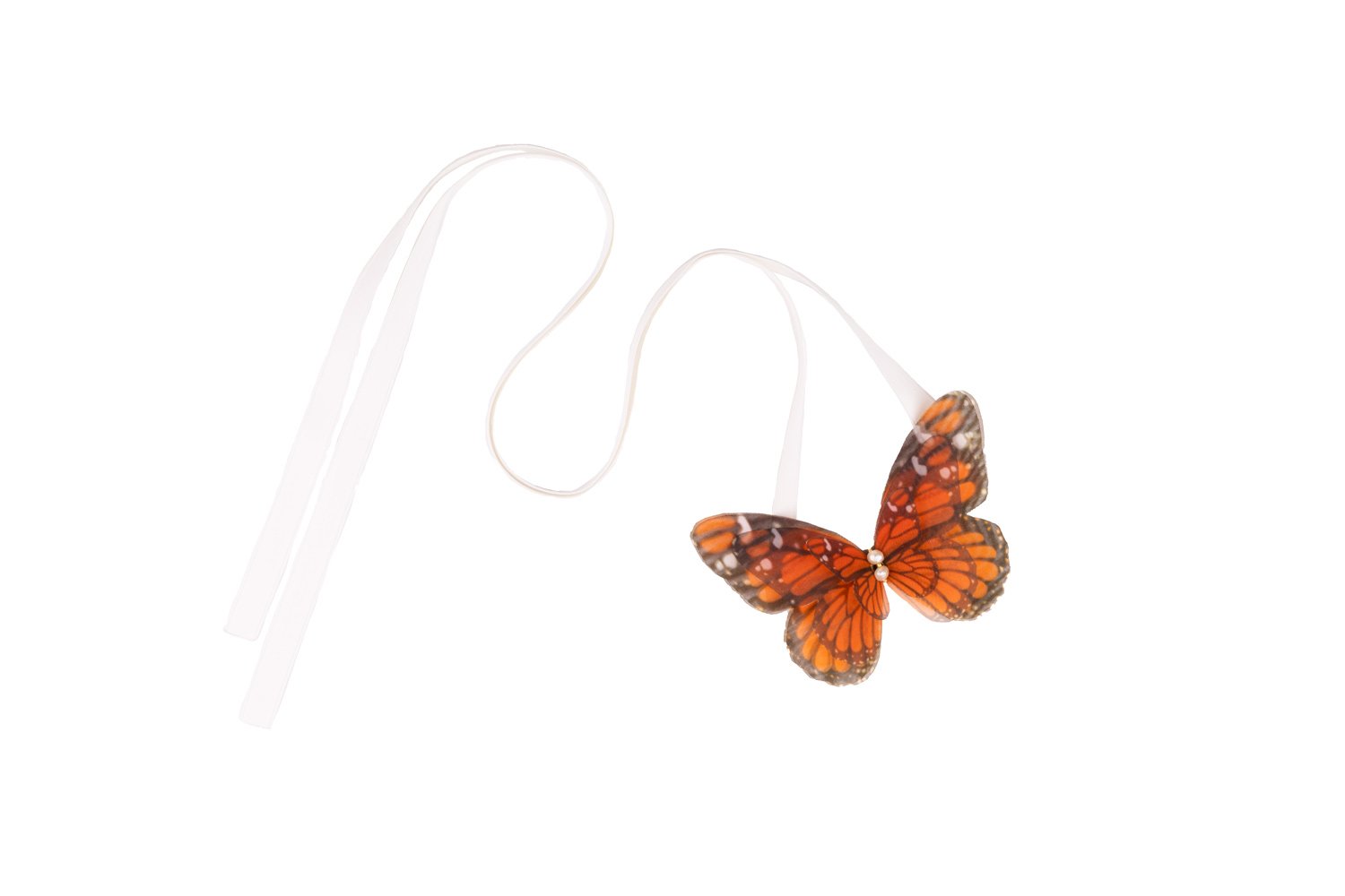 Butterfly Ribbon Tie - Monarch, White Ribbon Oana Savu Handmade ribbon tie accessory is sewn by hand in our little atelier near in Antwerp, Belgium. The voluminous silk butterfly worn around your neck, frames the face, adding a spark of ingenuity to any look. It is sewn on a high-quality silk satin ribbon tie, with a customizable length to fit more styles, worn around your neck - as a choker necklace, style your hair oh hot summer days, around your wrist as a bracelet or even around your waist as a belt for those light summer dresses.
