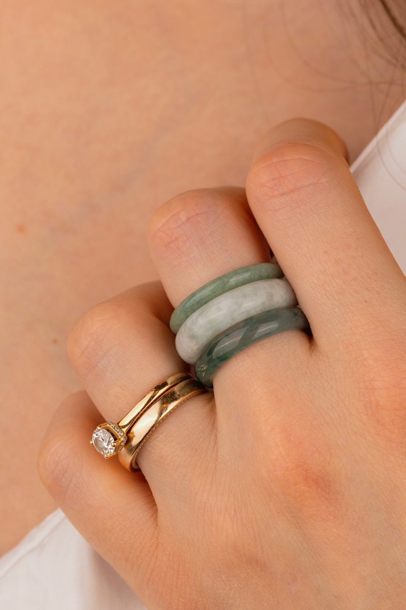 jadeite jade 3 rings set Oana Savu