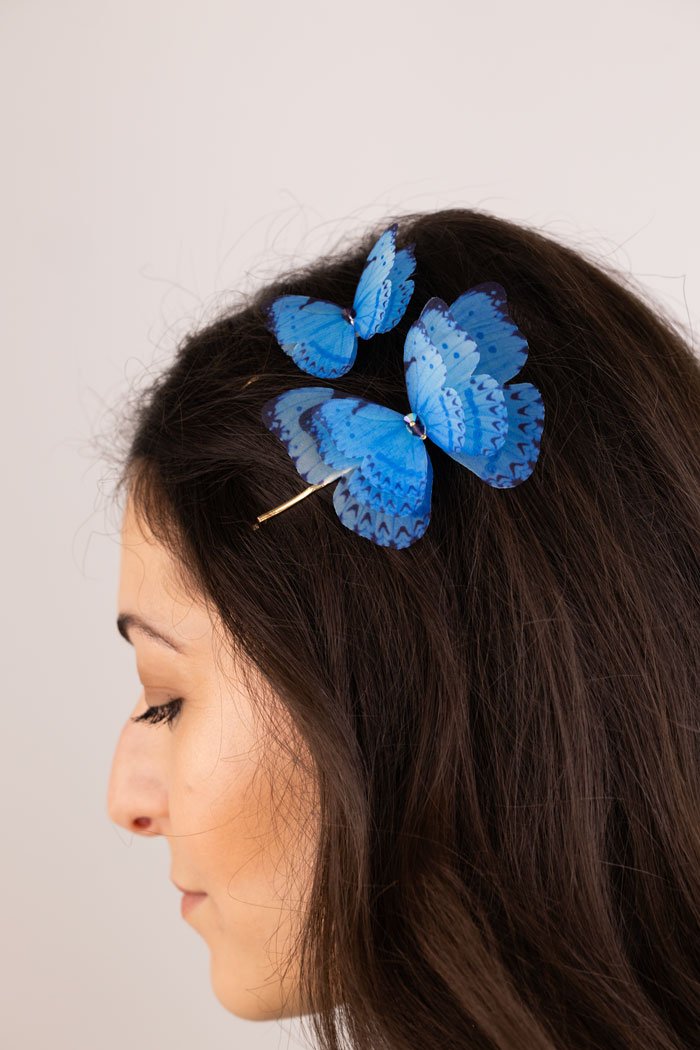 Butterfly Bobby Pin Duo - Light Blue Oana Savu Butterfly Bobby Pin Duo - Light Blue - Image 4