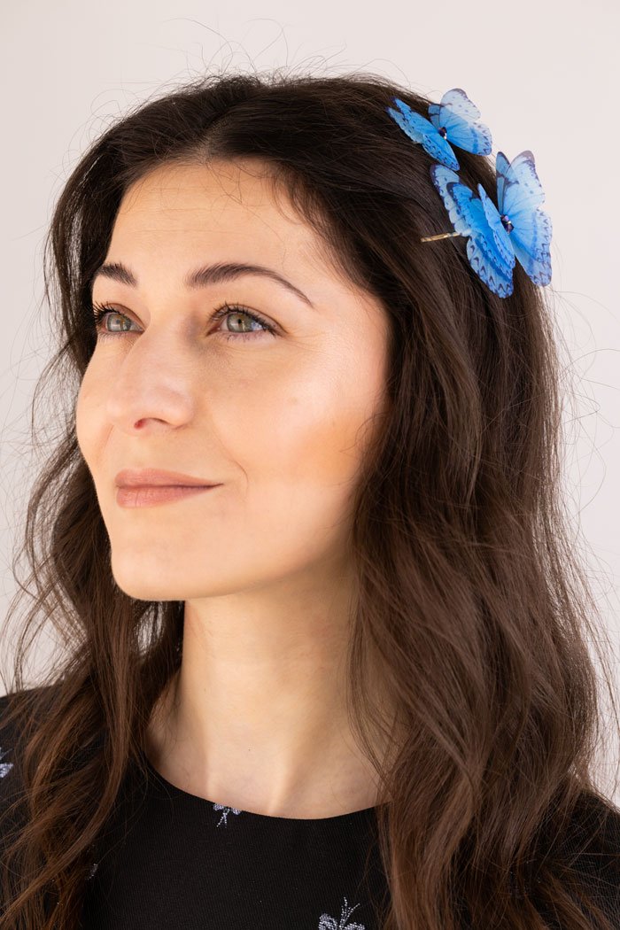 Butterfly Bobby Pin Duo - Light Blue Oana Savu Butterfly Bobby Pin Duo - Light Blue - Image 8