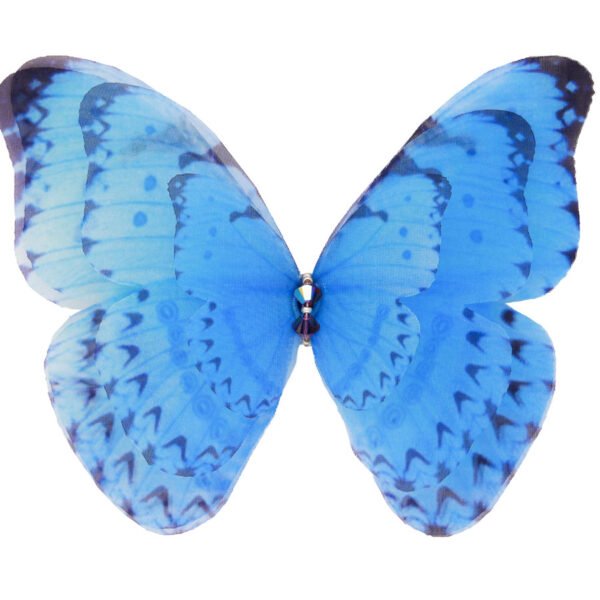 Shop Oana Savu Elegant blue silk butterfly hair clip, handcrafted with intricate wing patterns for a stunning natural look handmade by oana savu