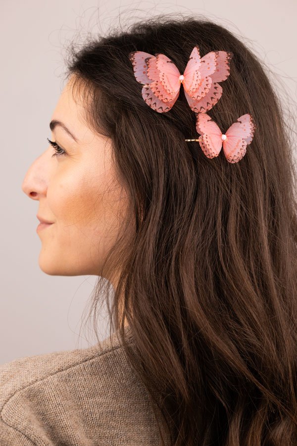 Butterfly Bobby Pin Duo - Dusty Pink Oana Savu Butterfly Bobby Pin Duo - Dusty Pink - Image 4