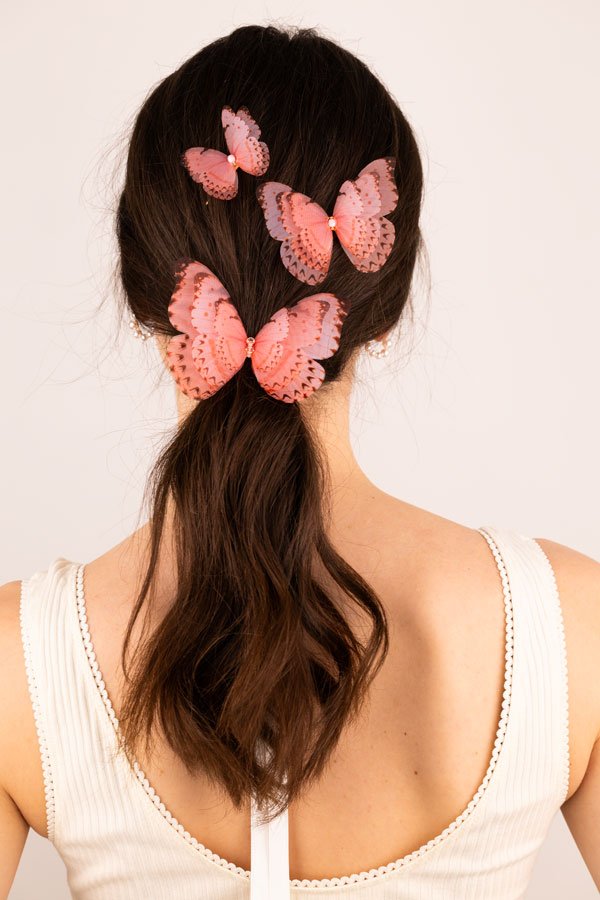 Butterfly Bobby Pin Duo - Dusty Pink Oana Savu Butterfly Bobby Pin Duo - Dusty Pink - Image 2