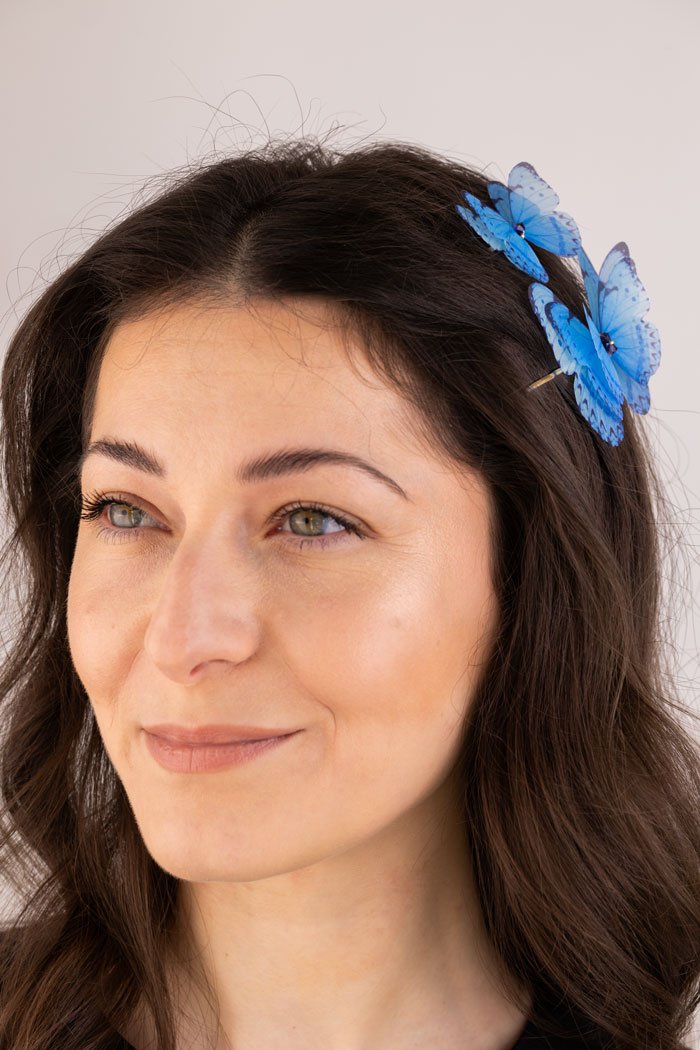 Butterfly Bobby Pin Duo - Light Blue Oana Savu Butterfly Bobby Pin Duo - Light Blue - Image 5
