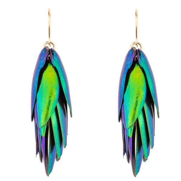 Beetle wings earrings with gold filled hooks handmade by oana savu