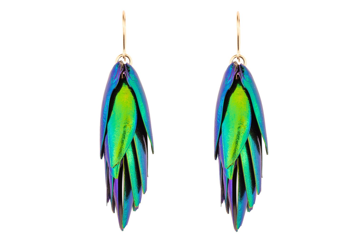 Beetle Earrings Ear Wires - Short Oana Savu Beetle wings earrings with gold filled hooks handmade by oana savu
