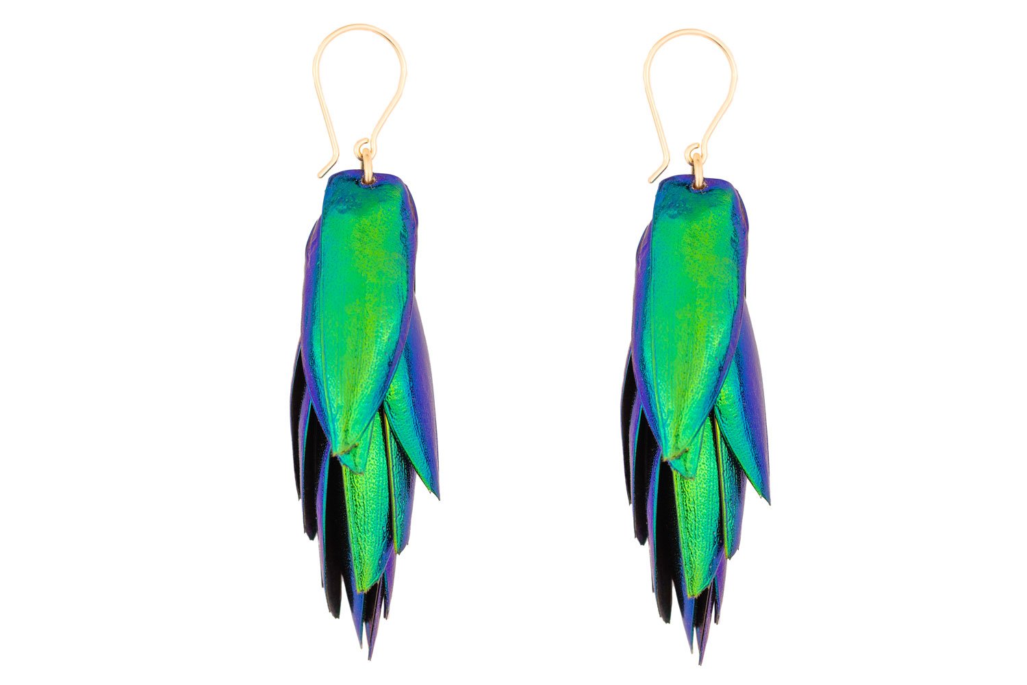Beetle Earrings Ear Wires - Short Oana Savu Beetle wings earrings with gold filled hooks