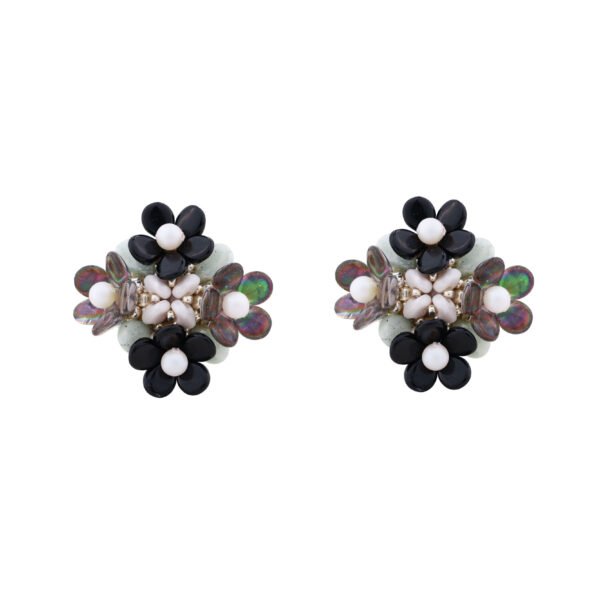 special black earrings with beads and natural pearls ideal earrings for wedding or elegant outfits, luxurious earrings perfect jewelry gift made by oana savu