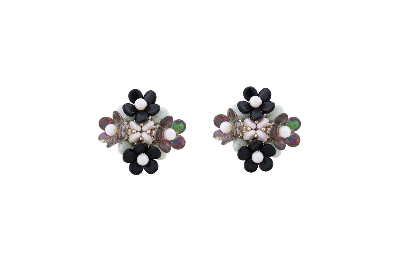 Forever Bloom - Black Oana Savu special black earrings with beads and natural pearls ideal earrings for wedding or elegant outfits, luxurious earrings perfect jewelry gift made by oana savu