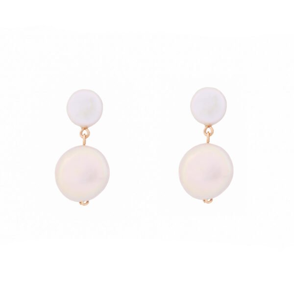 drop earrings made out of button pearls and sterling silver a delicate jewelry for special ocassions handmade design by oanasavu
