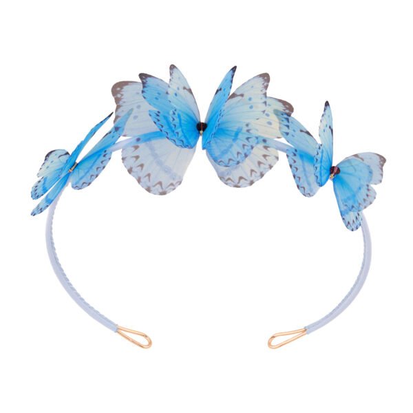 Shop Oana Savu adjustable blue headband with silk butterflies , handmade headband perfect hair accessory for girls or women designed by Oana Savu