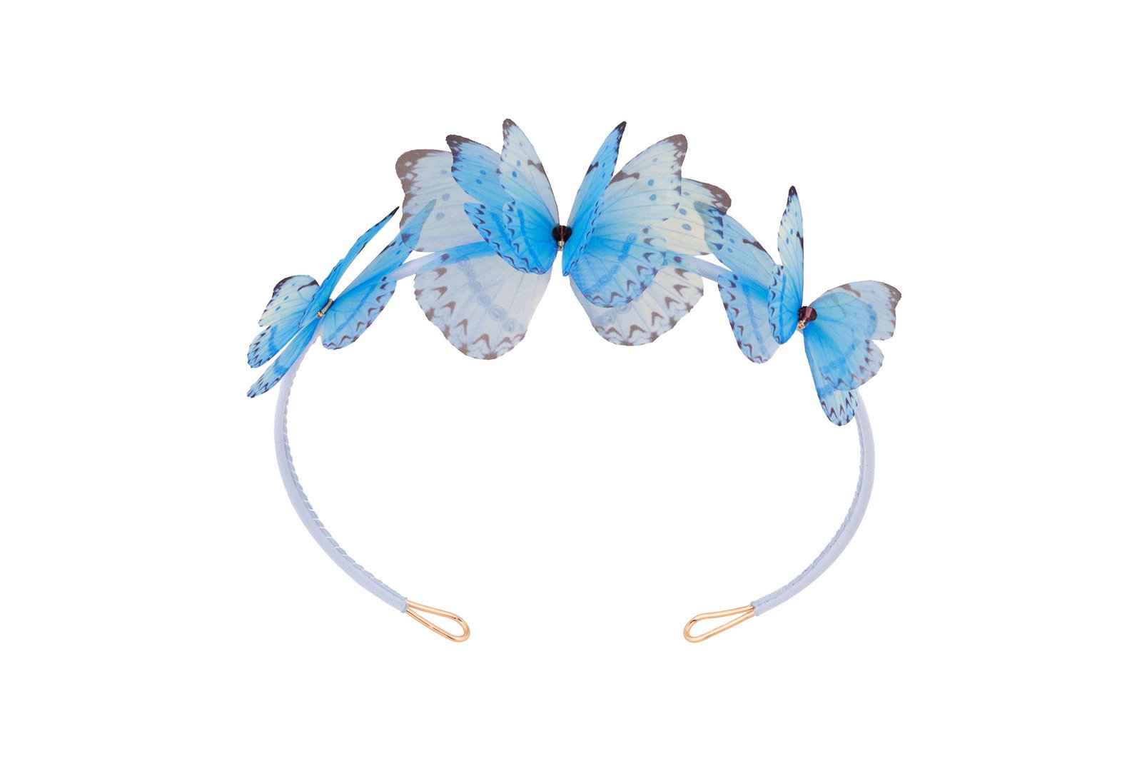 Butterfly Headband - Light Blue Oana Savu adjustable blue headband with silk butterflies , handmade headband perfect hair accessory for girls or women designed by Oana Savu