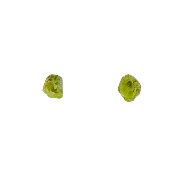 raw peridot earrings with peridot stone in natural shape and sterling siver, a one of a kind pair of green earrings, each pair is unique jewelry design by oana savu