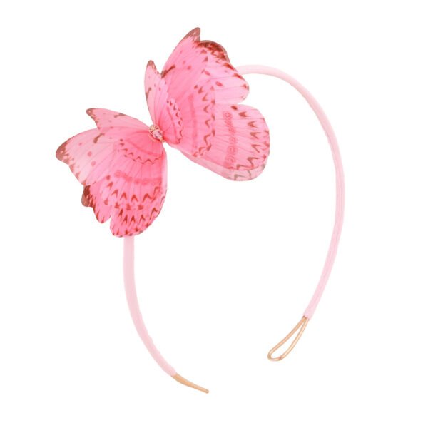 Shop Oana Savu elegant headband made with pure silk pink butterfly, designed by Oana Savu is the perfect gift idea for women or girls, attractive hair accessory for wedding day, summer party or daily hair accessory option