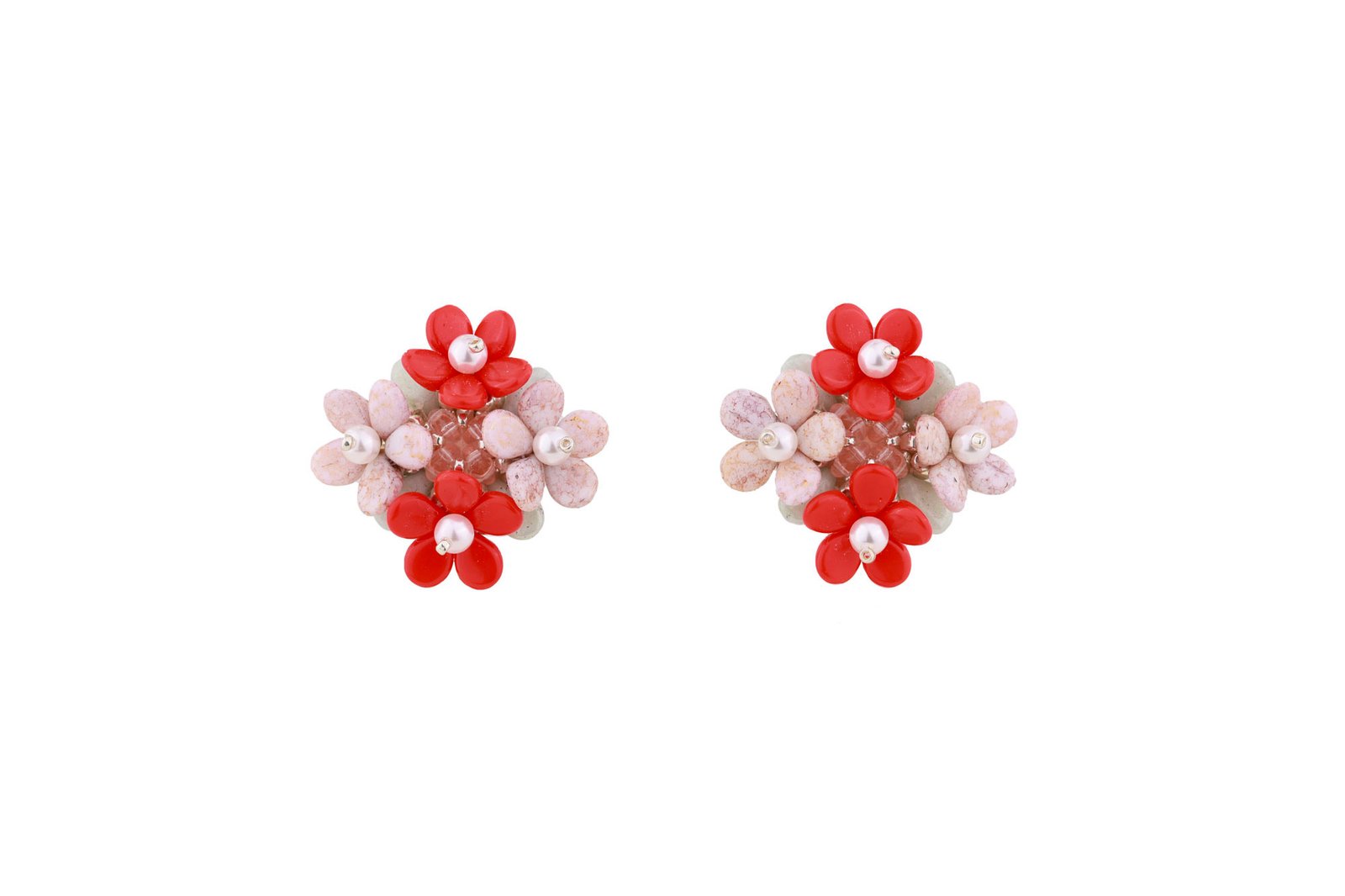 Forever Bloom - Red Oana Savu handmade beaded earrings with pearls and sterling silver, elegant earrings, premium quality jewelry handmade by oana savu