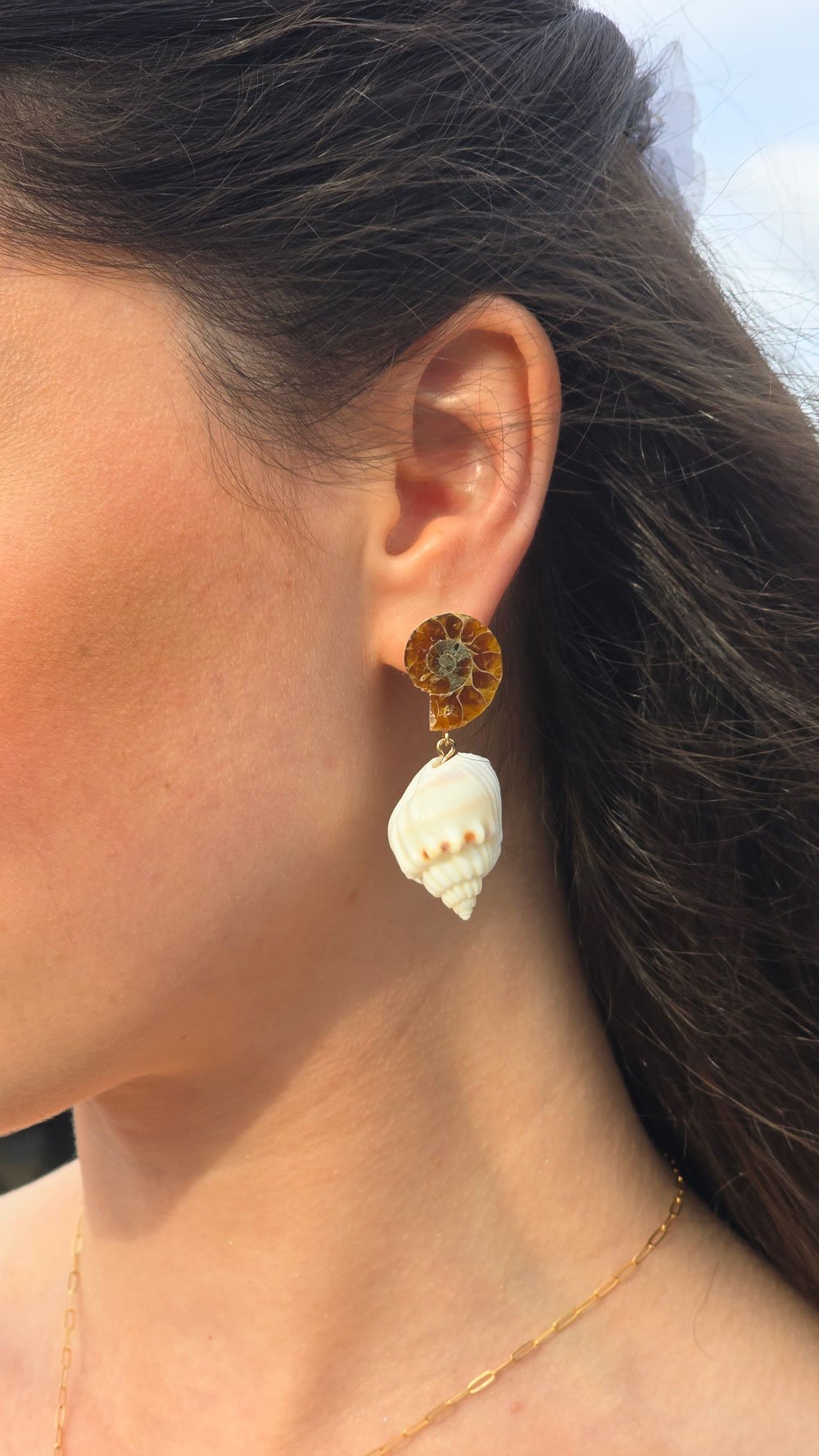 shell ammonite seashells sea seashell earrings Oana Savu