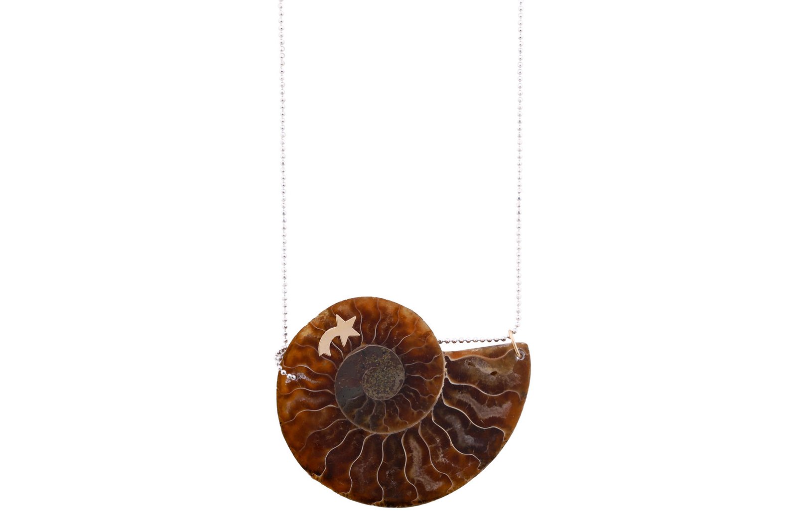 Ammonite Pendant Oana Savu ammonite pendant made with ammonite fossile, 14k gold charm , sterling silver chain, a beautiful ammonite necklace easy to wear and perfect for any outfit designed by oana savu