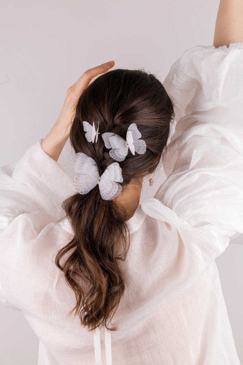 Butterfly Ribbon Tie - Off White Oana Savu Butterfly Ribbon Tie - Off White - Image 3