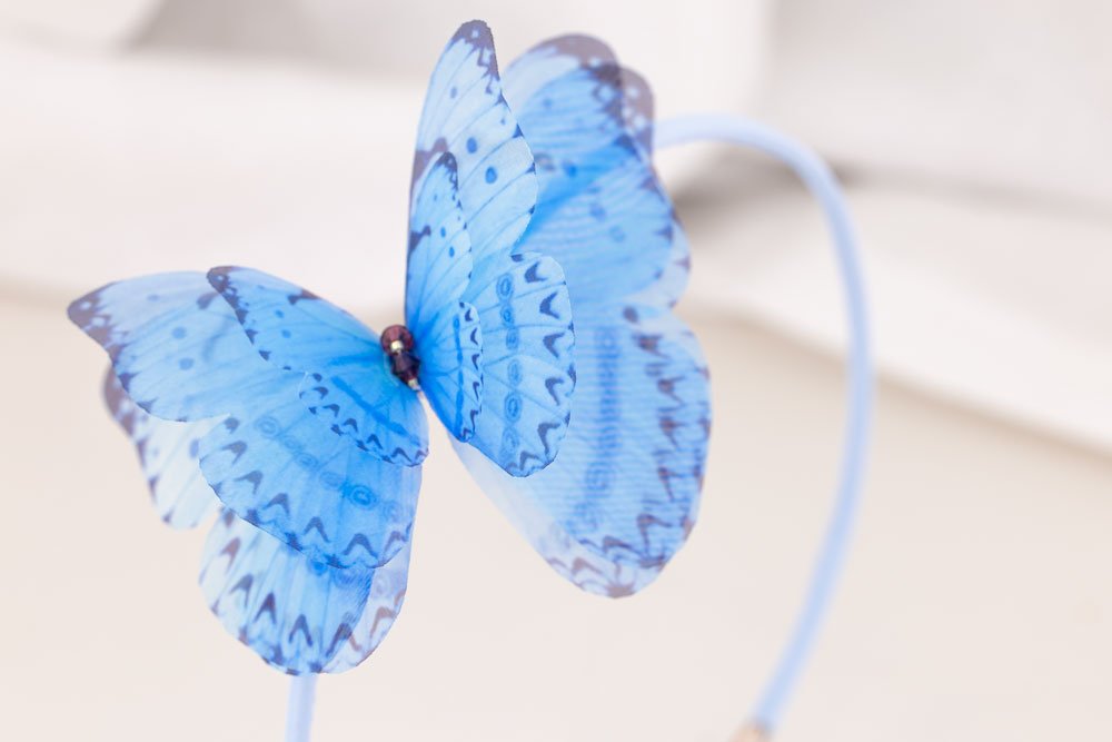 Butterfly Fascinator - Light Blue Oana Savu Butterfly Fascinator - Light Blue - Image 3