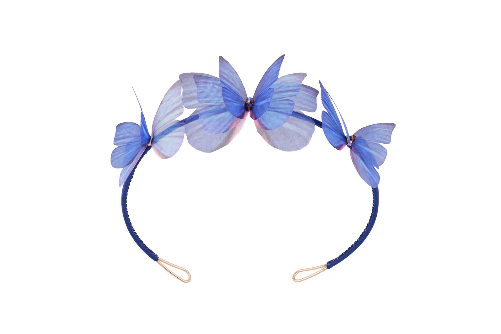 Butterfly Headband - Dark Blue Oana Savu blue butterfly headband made with silk and adjustable headband perfect for wedding day , summer party or just as unique jewelry design