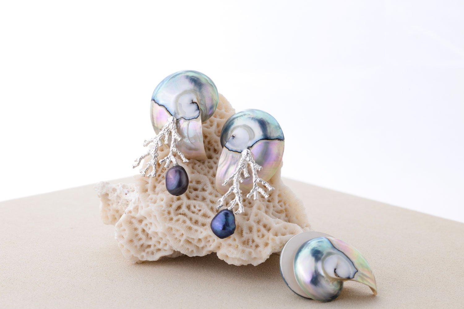 Nautilus & Coral Earrings Oana Savu Nautilus & Coral Earrings - Image 3