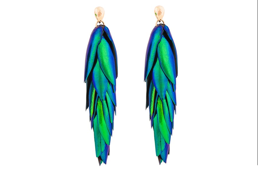 Beetle Earrings Drop Ear Studs - Long Oana Savu Beetle Earrings Drop Ear Studs - Long