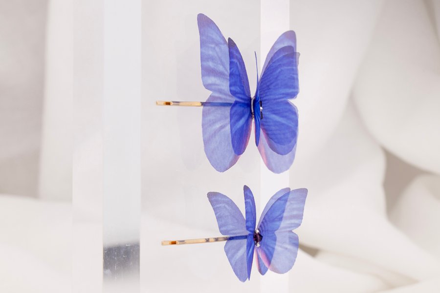 Butterfly Bobby Pin Duo – Dark Blue Oana Savu Butterfly Bobby Pin Duo – Dark Blue - Image 2