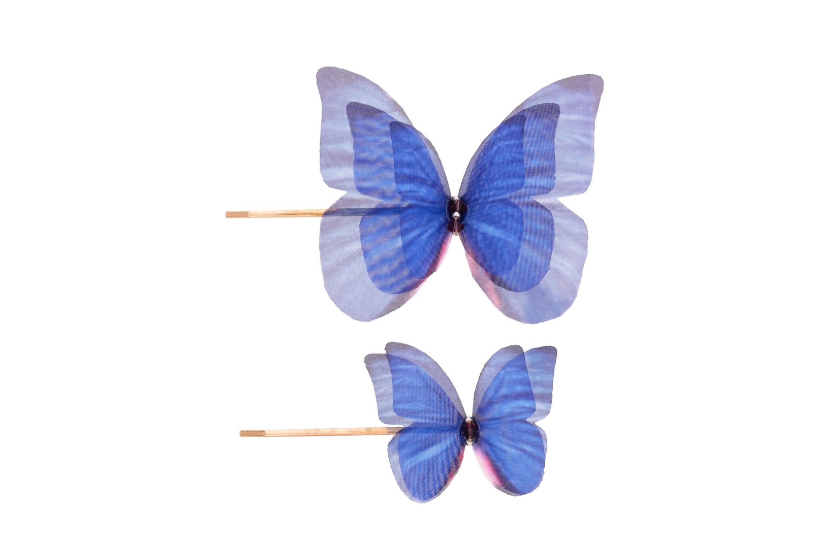 Butterfly Bobby Pin Duo – Dark Blue Oana Savu Blue hair pin set, handmade hair jewellery for women, versatile bridal hair pins, secure grip hair accessories, wedding festival gift idea for her, jewelry design by oana savu