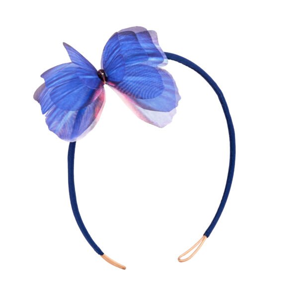 Home Oana Savu Silk headband, with blue butterfly handmade bridal hair jewelry for women, bohemian hair accessory, wedding festival gift idea for her, jewelry design by oana savu