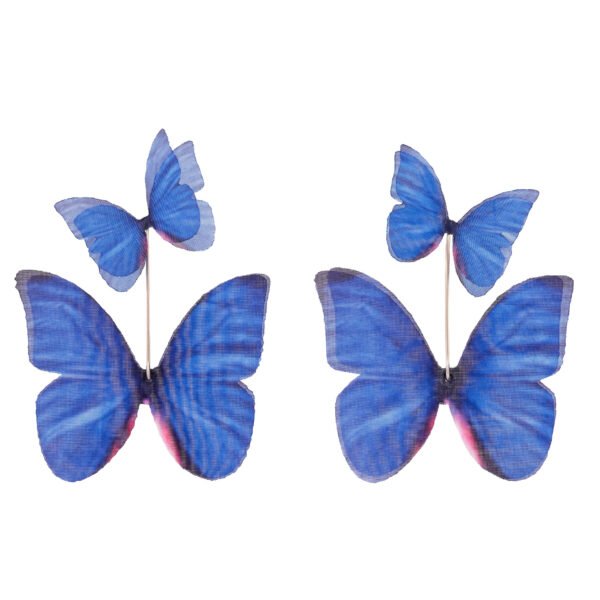Butterfly Earrings - Dark Blue With Extra Wings