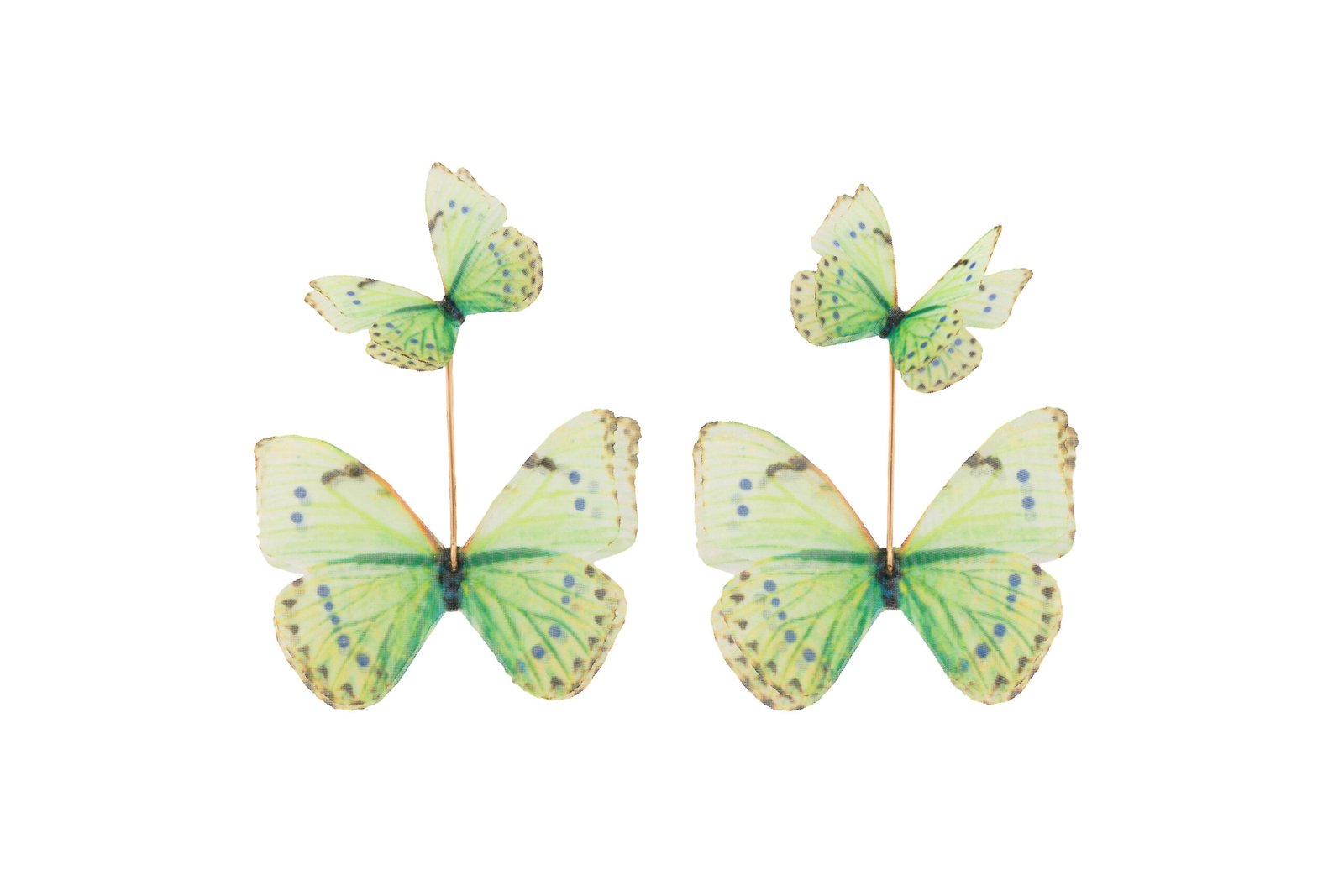 Butterfly Earrings - Mint Green With Extra Wings Oana Savu green earrings made with silk butterflies and 14k gold-filled,handmade jewelry for women, colourful statement earrings, nature-inspired design, perfect gift idea